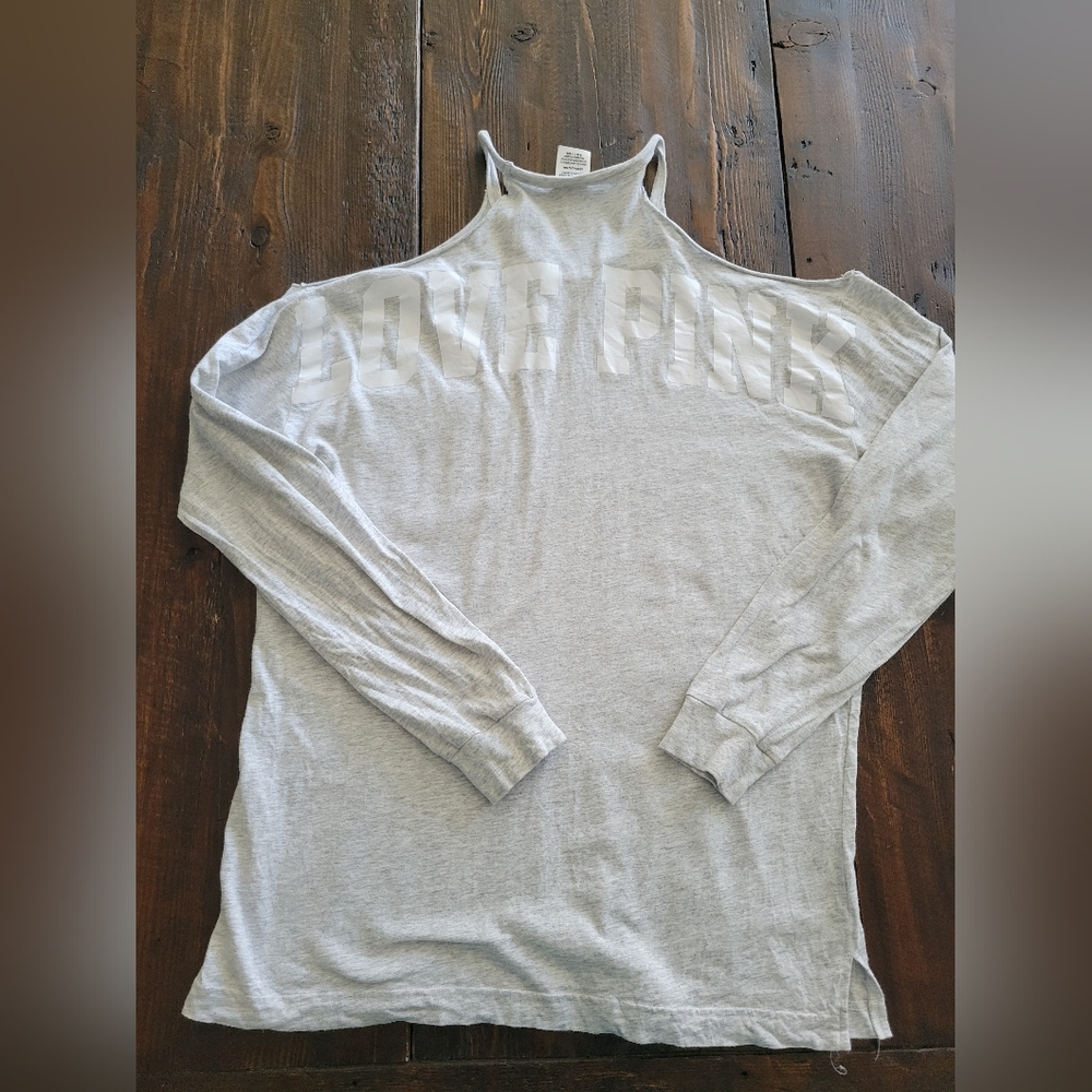 EUC VS PINK Gray Long Sleeve cold Shoulder T-shirt -S